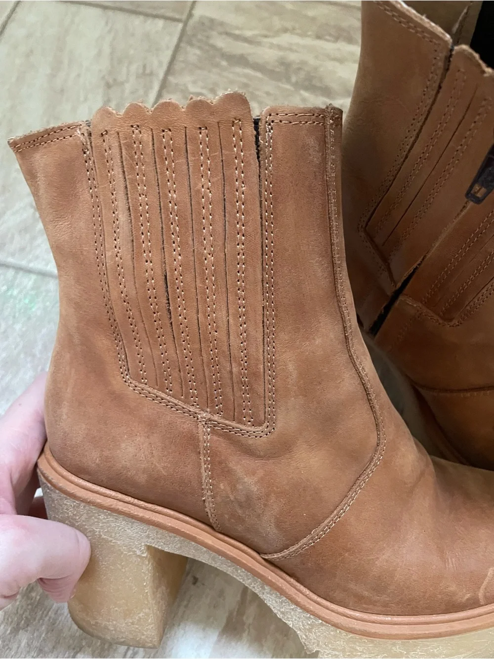 Free People Classic Brown Leather Platform Chelsea Boot